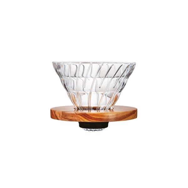 Hario V60 02 Cam Dripper Olive Wood | Zeytin Ağacı Tutuculu Kahve Demleyici – Fabriek Coffee